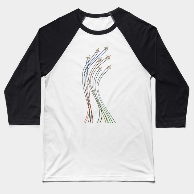 Formation flight squad colored lines - pilots and jet tea Baseball T-Shirt by Quentin1984